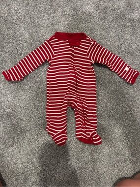 Striped Red & White Baby Footie Pajamas
